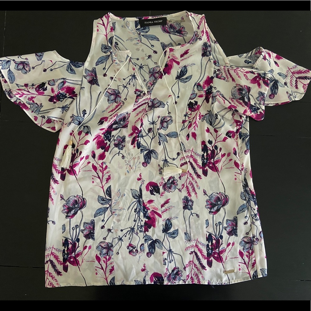 Ivanka Trump Cold Shoulder Floral Top